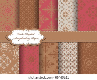 set of flower vector paper for scrapbook