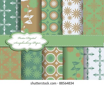 set of flower vector paper for scrapbook