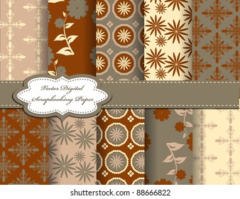 set of flower vector paper for scrapbook
