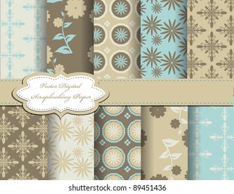 set of flower vector paper for scrapbook