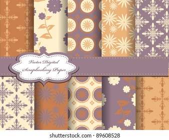 set of flower vector paper for scrapbook