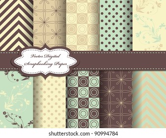 set flower vector paper for scrapbook