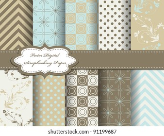 set flower vector paper for scrapbook