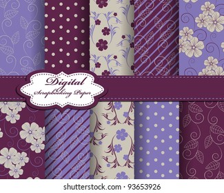 set of flower vector paper for scrapbook
