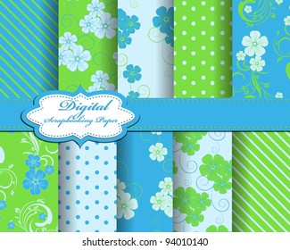 set of flower vector paper for scrapbook