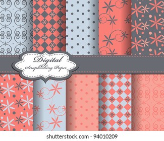set of flower vector paper for scrapbook