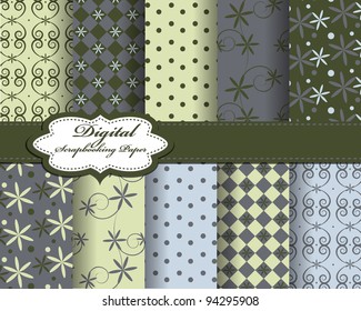 set of flower vector paper for scrapbook