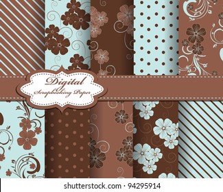 Set Of Flower Vector Paper For Scrapbook