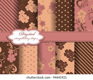 set of flower vector paper for scrapbook