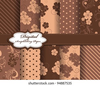 set of flower vector paper for scrapbook