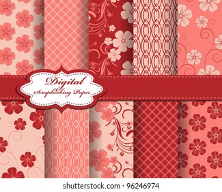 set of flower vector paper for scrapbook