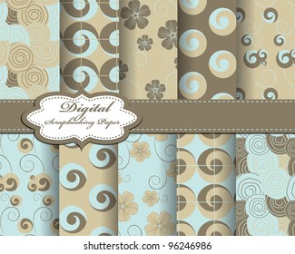 set of flower vector paper for scrapbook