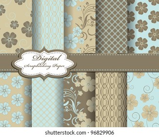 set of flower vector paper for scrapbook