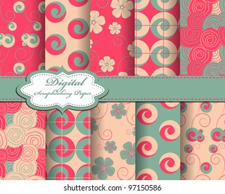 set of flower vector paper for scrapbook