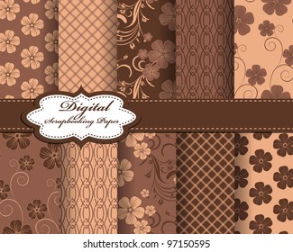 set of flower vector paper for scrapbook