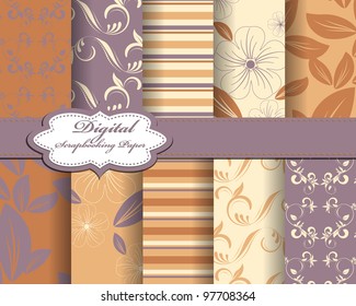 set of flower vector paper for scrapbook