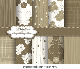 set of flower vector paper for scrapbook