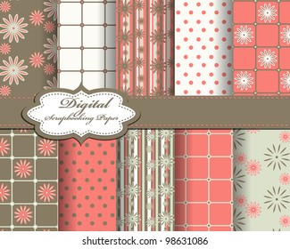 set of flower vector paper for scrapbook