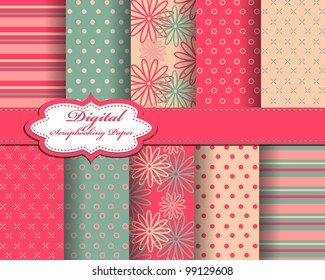 Set Of Flower Vector Paper For Scrapbook