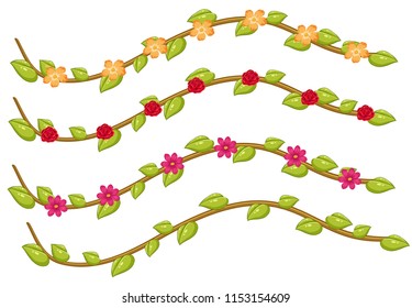 Un conjunto de ilustraciones de parras florales