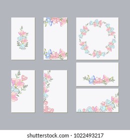 Set of flower wedding ornament concept. Art traditional,book, poster, abstract, element. For romantic and easter design, announcements, greeting cards, posters, advertisement.