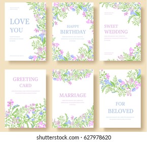 Set of flower wedding ornament concept. Art traditional, magazine, book, poster, abstract, element. Vector layout decorative ethnic greeting card or invitation design background
