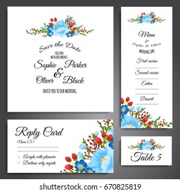 Set of flower wedding ornament concept. Art traditional, magazine, book, poster, abstract, element. Vector layout decorative ethnic greeting card or invitation design background