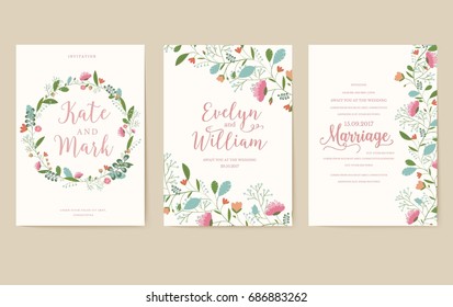 Set of flower wedding ornament concept. Art traditional, magazine, book, poster, abstract, element. Vector layout decorative ethnic greeting card or invitation design background.