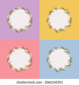 Set flower wreath backgrounds with space to place text