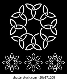 A set of flower-like 8-petal knots, vector illustration for your design