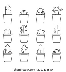 A set of flowerpots. Decoration floral. Spring flower illustration. Vector illustration. Stock image.