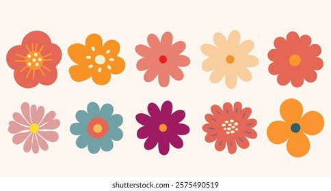 Set of flowers. Abstract colorful flowers icons. style for banners, wallpaper, posters, websites.Vector illustration design and creative idea,eps 10.