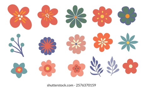 Set of flowers. Abstract origami flowers, Collection wildflowers icon on white background. style for fabric, banners, wallpaper, posters, online shopping.Vector illustration design and creative idea. 