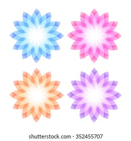 Set flowers abstract vector icons design template. Wellness & SPA creative idea. concept symbol icon for boutique, beauty salon, cosmetician, relax massage, hotel & resort. Vector illustration EPS 10