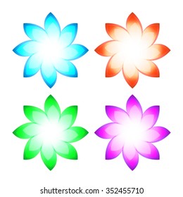 Set flowers abstract vector icons design template. Wellness & SPA creative idea. concept symbol icon for boutique, beauty salon, cosmetician, relax massage, hotel & resort. Vector illustration EPS 10