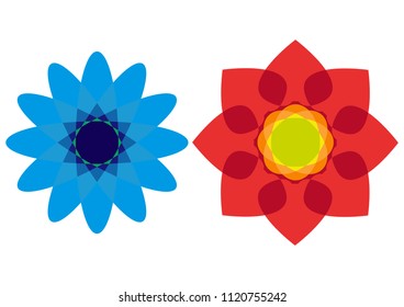 Set of flowers for background or pattern with brilliant colors