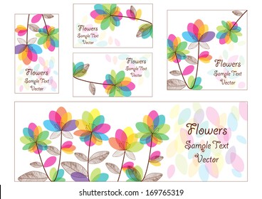 juego de flores banners y tarjetas