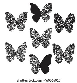 set of flowers butterfly (laser cute)