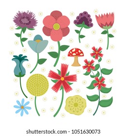 Set of flowers cartoons
