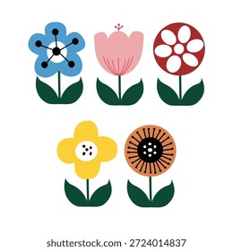Set of flowers in color