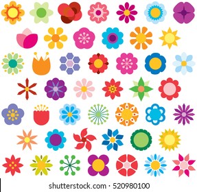 set of FLOWERS color flat icons