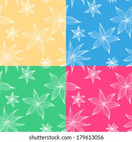 Set of flowers colorful pattern