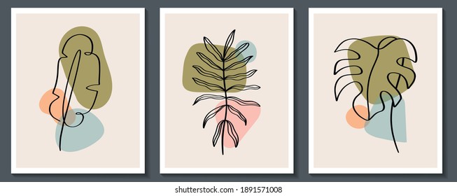 Montaje de flores continuo Arte de línea . Resumen Collage contemporáneo de formas geométricas en un estilo moderno y moderno. Vector para concepto de belleza, impresión de camisetas, postal, afiche