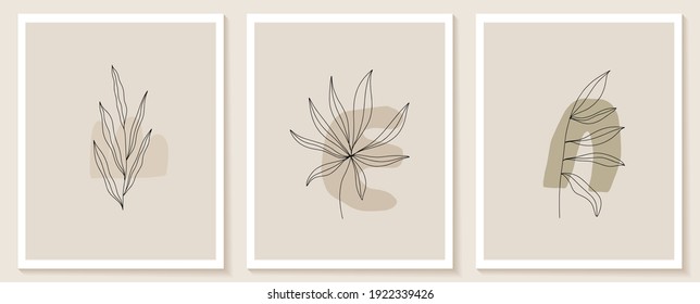 Set of flowers continuous Line art . Abstract Contemporary collage of geometric shapes in a modern trendy style. Vector for Beauty Concept, t-Shirt Print, postcard, poster