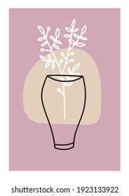 Set of flowers continuous Line art . Abstract Contemporary collage of geometric shapes in a modern trendy style. Vector for Beauty Concept, t-Shirt Print, postcard, poster
