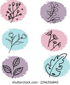 Hermosos diseños minimalistas de conjunto de hojas con fondo
