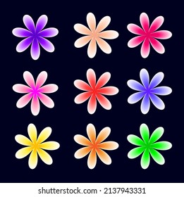 Set of flowers design elements for  background, banners, logo, icon, pattern, beauty products and advertising.  colorful flower collection. Vector illustration.