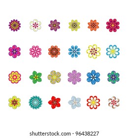 Set of flowers in different shapes, color