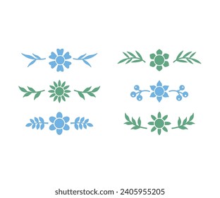 set of flowers element simple flat vector design icon illustration collections for summer spring season border frame