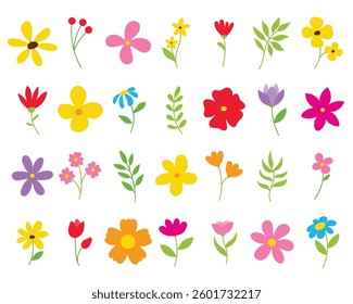 Set of flowers element, spring flower